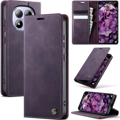 Produktbild von Handyhülle für Xiaomi Redmi Note 15 Pro 4G Hülle Leder mit RFID Schutzhülle Klapphülle Magnet Kartenfach Standfunktion Lila