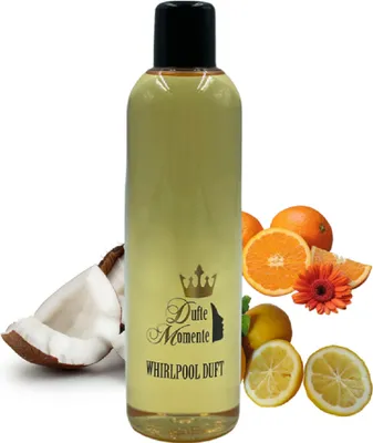 Produktbild von Dufte Momente | Whirlpool Duft 260ml | Kokos - Orange - Citrus | mit naturreinen und natürlichen ätherischen Ölen | kein Schaum | vegan