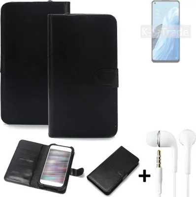 Produktbild von K-S-Trade Wallet Case Handyhülle kompatibel mit Oppo Reno7 A 5G Schutzhülle Flip cover Flipstyle Tasche Hülle Flipcover Slim Bumper schwarz + in