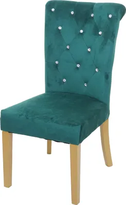 Immagine prodotto di Sedia da pranzo HWC-D22, sedia da cucina, velluto borchiato ~ verde scuro, gambe dorate