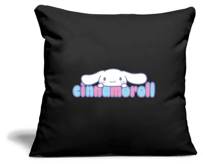 Produktbild von Spreadshirt Cinnamoroll Guckt Über Schriftzug Kissenbezug 45x45 cm, One size, Schwarz