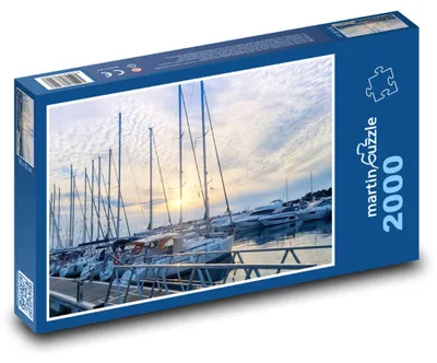 Zdjęcie produktu dla Puzzle 2000 Zachód słońca nad portem - martinpuzzle