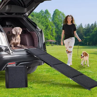 Produktbild von Hundetreppe Uross Hundetreppe für Auto, 180 cm, faltbare Hundetreppe für Auto, SUV, Aluminium-Hundetreppe für große Hunde, ausziehbare Hundetreppe für