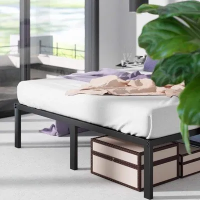 Produktbild von Famanu Metallbett 36 cm mit Stahl-Lattenrost - 90 x 200 cm, schwarz