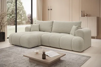 Produktbild von Ecksofa TREVIO Links in Beige Stoff FREDO 260 × 93 x 165 cm – Modernes Designsofa mit Ottomane