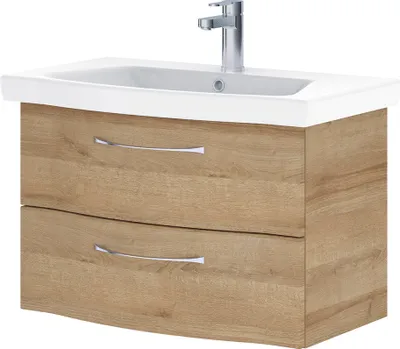 Produktbild von Badmöbel Waschtisch, 82cm, in Riviera Eiche quer Nb. SOLINGEN-66, B/H/T ca. 82/49/46 cm