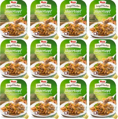 Produktbild von Buss Jägertopf Eiernudeln mit deftigen Fleischklößchen und Champignons in einer feinen Bratensauce VPE (12x300g Packung)