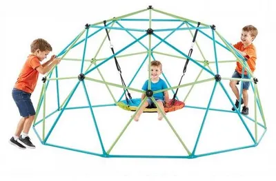 Produktbild von Geometrische Kletterkuppel 305 cm breit mit Tellerschaukel - 453 kg belastbares Klettergerüst - Outdoor Spielgerät für Kinder 3-10 Jahre - Spielplatz Gartenspielzeug