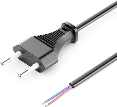 Produktbild von deleyCON 2m Euro-Netzkabel offenes Kabelende Typ C - Schwarz