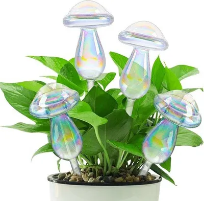 Produktbild von Unyqoos® Set mit 4 bunten Glas-Selbstbewässerungskugeln für Zimmer- & Gartenpflanzen – automatische Bewässerung, nachfüllbar & wiederverwendbar, dekorativ