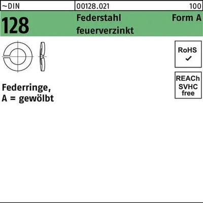 Produktbild von Reyher  Federringe DIN 128 Federst. A 20 tZn (100 Stück)