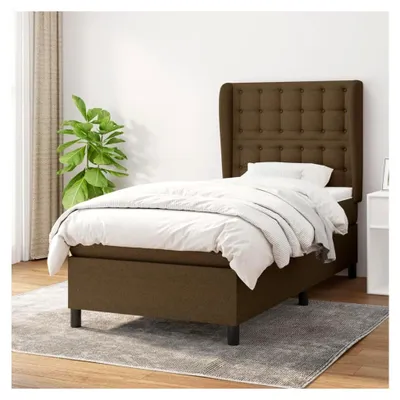 Produktbild von Boxspringbett mit Matratze Dunkelbraun 100x200 cm Stoff Polsterbett