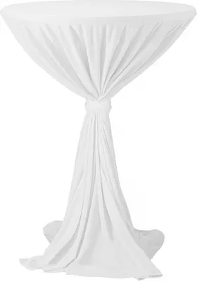 Produktbild von Stehtischhusse Jersey Weiß eleganter Bistrotisch Überzug mit Schleife, bis ø 100cm