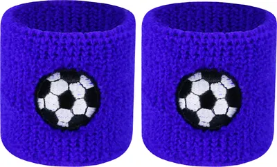 Produktbild von 2 Stück Kinder-Sport-Armbänder, Ball-Stickerei, Stretch, atmungsaktiv, schweißabsorbierend, für Jungen und Mädchen, gestrickt, für Basketball, Volleyball, Handgelenkschutz, Schweißband