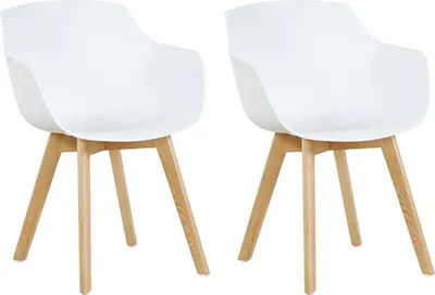 Produktbild von HJ_WeDoo 2er Set Sessel Skandinavisch Wohnzimmerstuhl Modern Esszimmerstühle mit solide Buchenholz Bein, Weiß