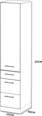 Zdjęcie produktu dla Słupek Kuchenny Stojący 40Cm Szafka 3 Szuflady S40S3 Spremium Szary Mat