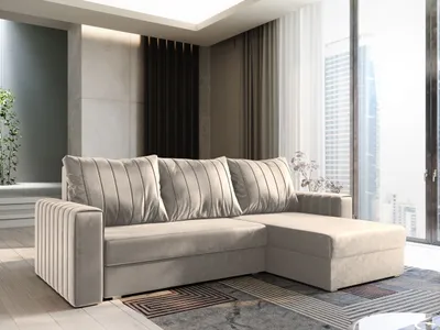 Produktbild von Masseno Ecksofa CARL mit Schlaffunktion L-Form, Sofa mit Bettkasten, Wohnzimmersofa, Couch, Soffa, Bettsofa, Couchgarnitur- Beige, PAROS 02