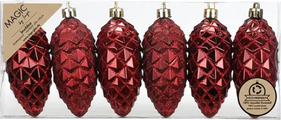 Produktbild von Inge‘s Christmas Decor 81018 G047, Weihnachtsschmuck-Set, Kunststoff, Rot, 90 mm, 6 Stück(e), Box