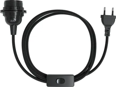 Produktbild von EAZY CASE 1x E27 Lampenfassung mit Kabel 3,5m, aus Kunststoff, mit Ein- und Ausschalter, Sockeladapter in Schwarz