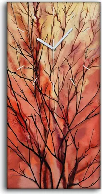 Produktbild von Wandkunst Leinwand Bild Uhr 30x60 Malerei Abstrakte Bäume Zweige Kunst - weiße Hände