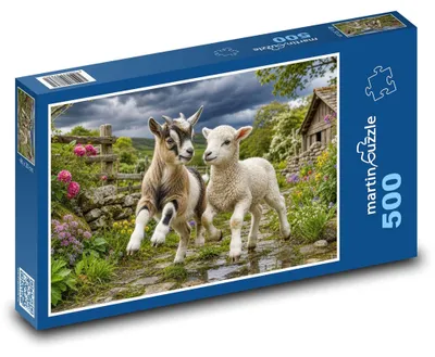 Zdjęcie produktu dla Puzzle 500 Koźlę i jagniątko na farmie - martinpuzzle