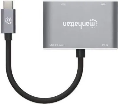Obrázek produktu pro Manhattan 130691, Kabel, USB 3.2 Gen 1 (3.1 Gen 1) Type-C, Šedá, 5 Gbit/s, 3840 x 2160 px, 60 Hz