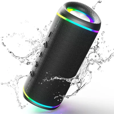 Obrázek produktu pro Přenosný Bluetooth reproduktor, 30 W – RGB osvětlení – stereo zvuk – voděodolný (IPX5) – výdrž baterie 10 hodin – kompaktní design