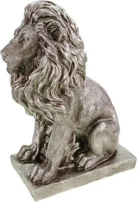 Produktbild von LÖWE AUF SOCKEL - Antik-silber - Majestätische Dekofigur 38x25x15cm - Polyresin
