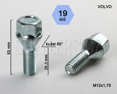 Obrázok produktu pre Skrutka kolesa M12x1,75x28,5 mm s kužeľom, kľúč 19, výška VOLVO 53
