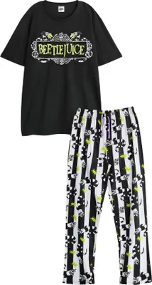 Image de Beetlejuice - Pyjama avec pantalon long pour homme manches courtes NS8779 (S Régulier) (Noir)