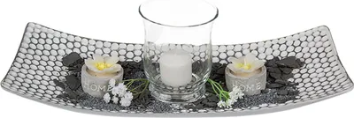 Image de Assiette en bois blanc avec photophore et accessoires