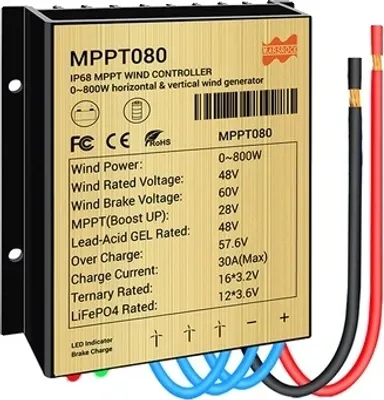 Zdjęcie produktu dla Kontroler ładowania wiatraka, 600W/800W, 12/24V lub 48V, 800W 48V