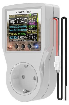 Produktbild von Smart Steckdose und Smart-Temperatur- und Energieverbrauchs-Controller ATORCH S1BWT, WiFi, Bluetooth, Fernbedienung, 3m Kabel