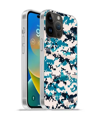 Produktbild von MuchoWow® Handyhülle Schutzhülle Hülle für Apple iPhone 14 Pro - Softcase Blaues und weißes Camouflage-Muster Silikon Softcase Handy Hülle - Umschlag