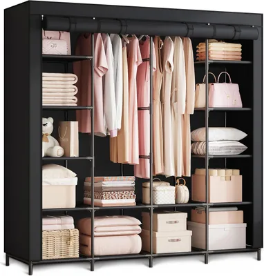 Produktbild von Großer Textilschrank Massido MS-804 schwarz