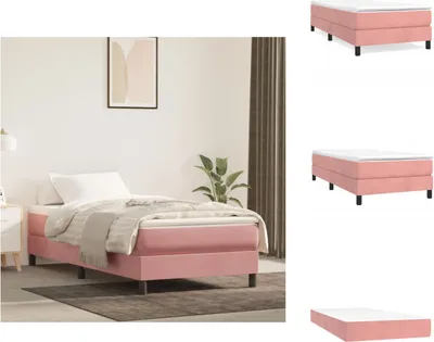 Produktbild von vidaXL Boxspringbett mit Matratze Rosa 80x200 cm Samt -  Betten & Bettgestelle