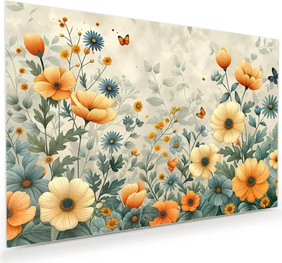 Produktbild von Glasbild 90x60cm in XXL für Wohnzimmer, Schlafzimmer Motiv Blumenwiese