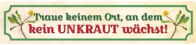 Immagine prodotto di Blechwaren Fabrik Braunschweig GmbH. Non fidatevi di un luogo dove non cresce erba. Cartello in metallo, cartello stradale, 46x10 cm. STR89
