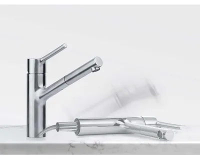 Produktbild von Franke Edelstahl Zugauslauf Armatur, Wasserhahn Taros Neo Window Nieder Zug Edelstahl Obenbedienung 115.0596.385 - inkl.