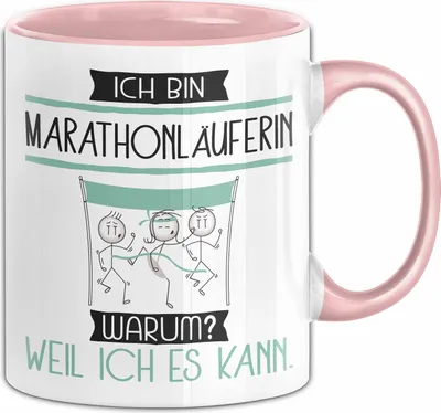 Produktbild von Marathonläuferin Tasse Geschenk Ich Bin Marathonläuferin Warum Weil Ich Es Kann Geschenkidee Geburtstag (Rosa)