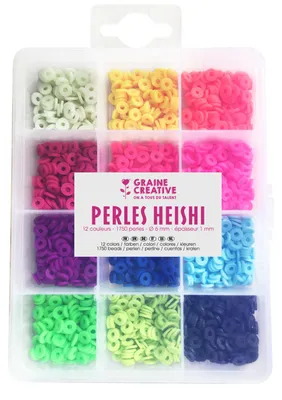 Obrázok produktu pre Krabička korálok Heishi - 12 fluo farieb