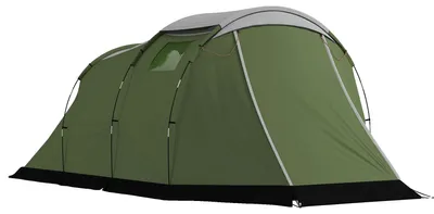 Image de Tente de camping tunnel, capacité pour 3 à 4 personnes, deux chambres, imperméabilité de 2000 à 3000 mm, structure en fibre de verre, tissu en polyester