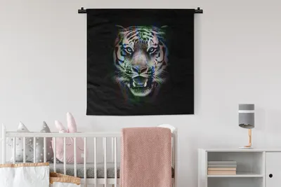 Produktbild von MuchoWow® Wandteppich Wandbehang Tiger - Farben - Tier 90x90 cm Tapisserie Dekoration Wandtuch - Wandaufhänger