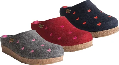 Produktbild von Haflinger Grizzly Cuoricino 741031 Schuhe Damen Hausschuhe Pantoffeln Wolle , Größe:36 EU, Farbe:Blau