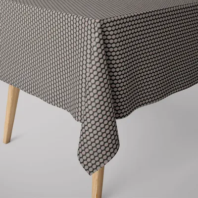 Produktbild von SCHÖNER LEBEN. Tischdecke Jacquard Punkte schwarz silbergrau Größe 130x130cm