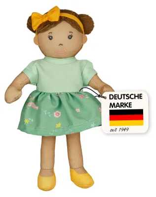 Productafbeelding van Stoffen pop "Martha" met kleedje dat aan en uit kan, 22 cm