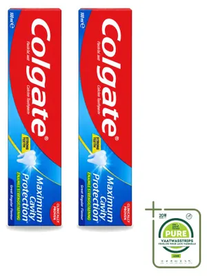Image de 2 tubes de dentifrice Colgate Maximum Protection contre les caries - 100 ml - Lot de 2