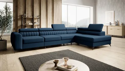 Produktbild von FURMEB24 ECKSOFA ALVIN MAXI mit schlaffunktion rechts 350 x 203 cm BLAU