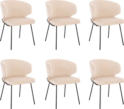 Produktbild von HOME DELUXE - Polsterstuhl AMARA- 6 Stück, Farbe: Samt Beige - weiche Polsterung, bis 120 kg belastbar I Küchenstuhl Speisestühle Esszimmerstühle