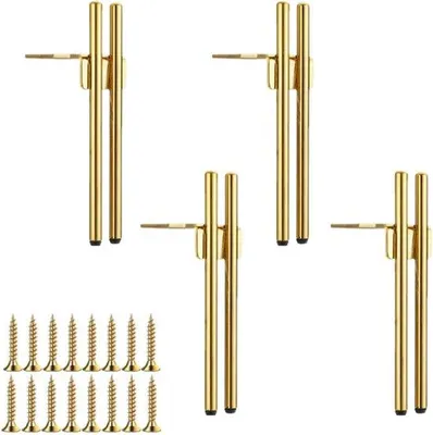 Produktbild von 4 Möbelbeine, Metall, Goldfarben, Design-Möbelbeine, 15 cm, Beine für Möbel mit Schrauben, Couchbeine, Möbelbeine